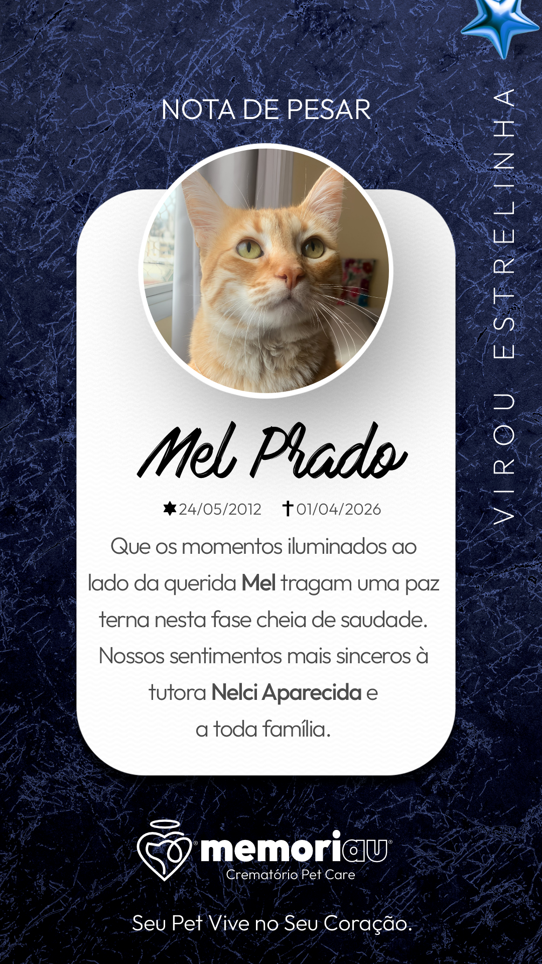 Nota de pesar — Mel Prado